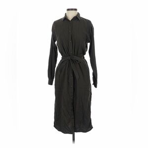 Uniqlo Olive Army Green Brown Shirtdress Pockets Belted Soft  XS